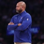 Dec 7, 2024; New York, New York, USA; Detroit Pistons head coach JB Bickerstaff looks on during the first half against the New York Knicks at Madison Square Garden. Mandatory Credit: Vincent Carchietta-Imagn Images