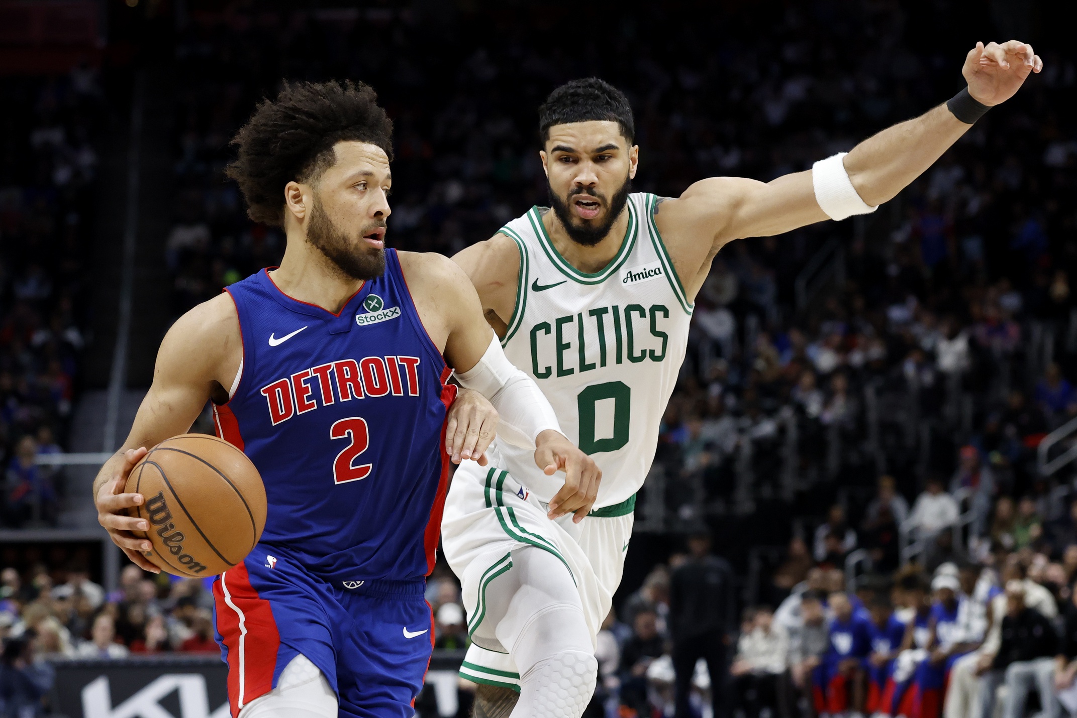The Pistons beat the Celtics to win their eighth straight game.